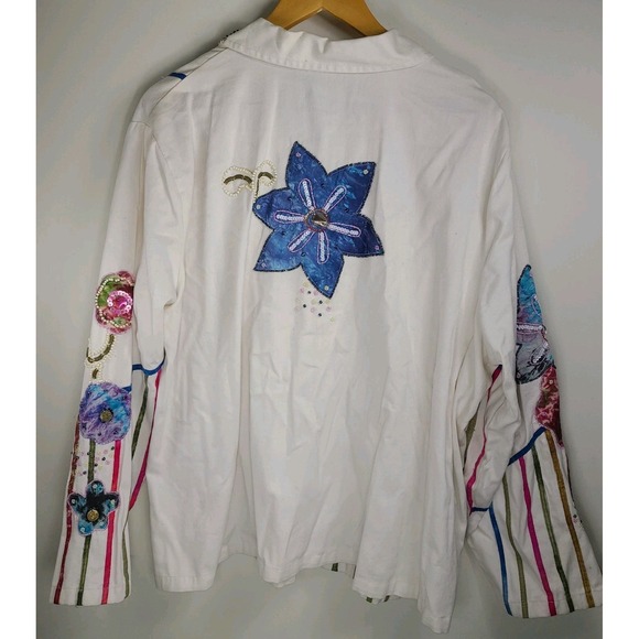 Vtg Indigo Moon Jacket Size 2X Floral Embroidered Appliqué Beaded Cotton NWT - Picture 3 of 9